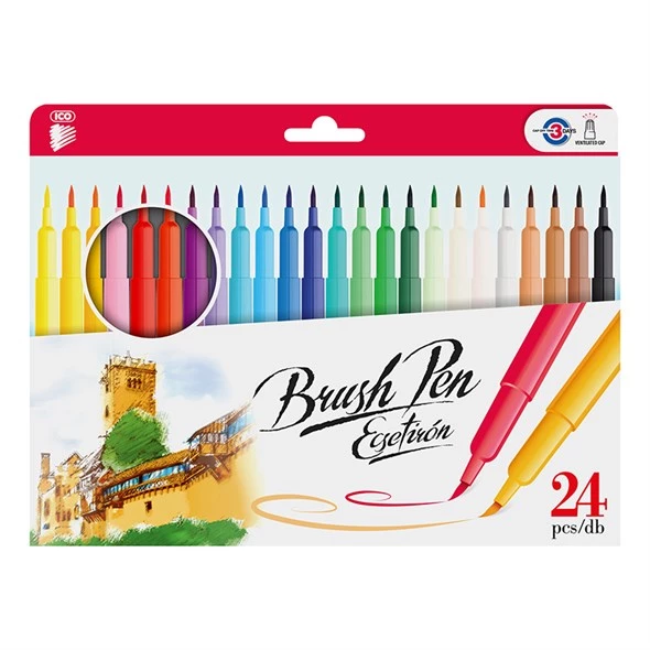 ICO BRUSHPEN - WALLET OF 24 ASSORTED COLOURS