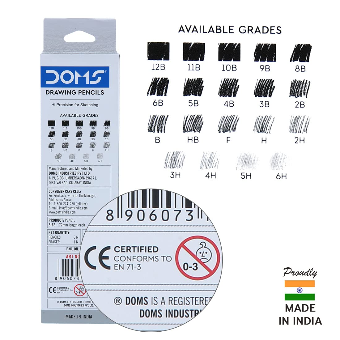DOMS DRAWING PENCIL - PACK OF 6 