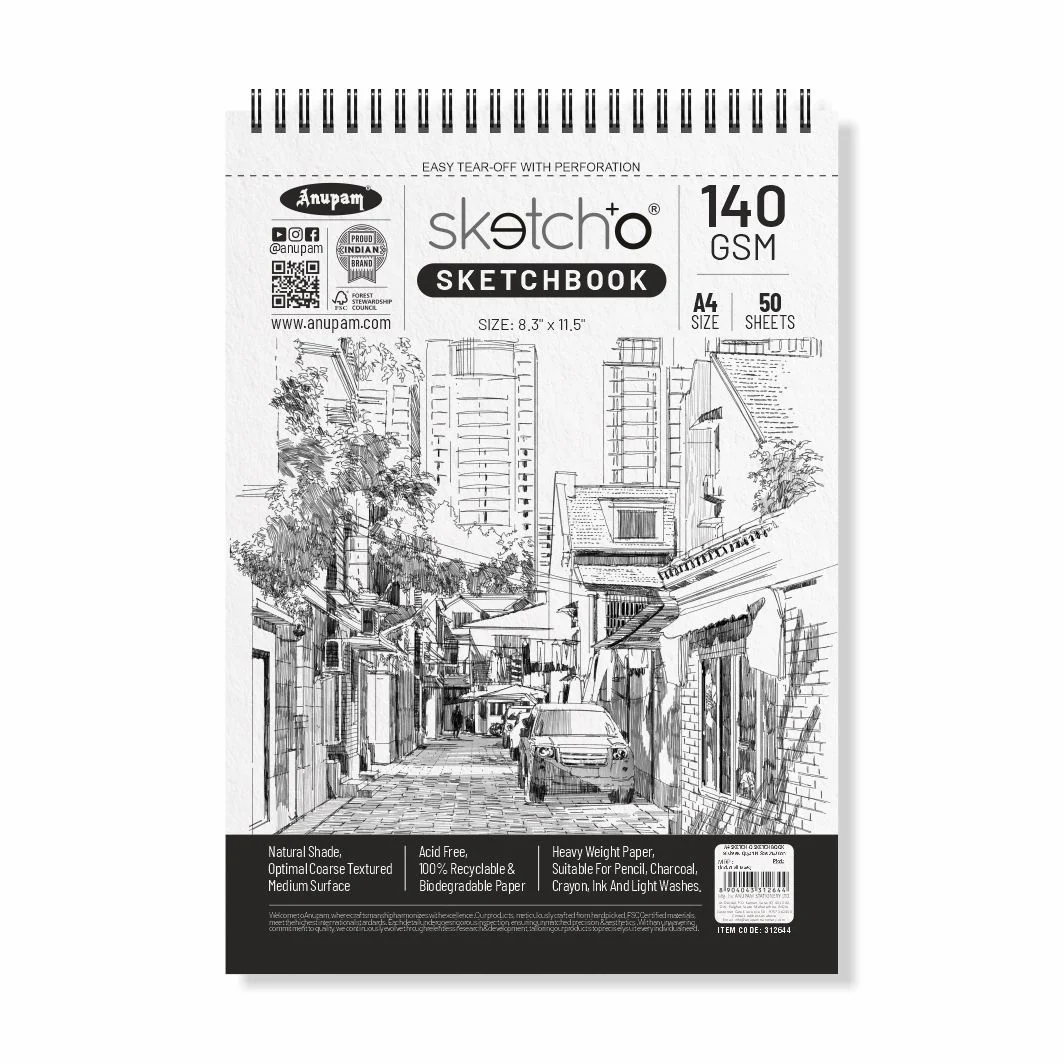 ANUPAM SKETCHO SKETCH BOOK A4 TOP SPIRAL BOUND SKETCHPAD